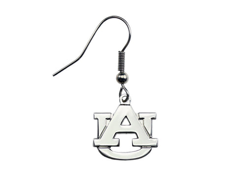 AU Logo Silvertone Dangle Earrings