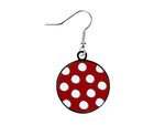Polka Dot Red & White Dangle Earrings