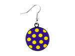 Polka Dot Purple & Yellow Dangle Earrings